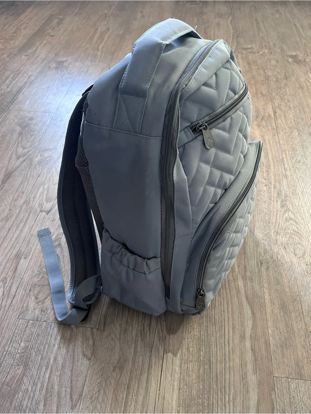 Fisher-Price Quilted Gray Baby Diaper Backpack - Picture 2 of 8